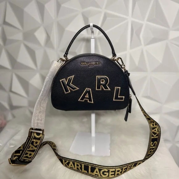 😎Karl Lagerfeld Black Crossbody with Gold Accents